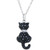 Black Pave Crystal Cat Pendant with 18" Chain set in Sterling Silver