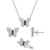 3-Pc. Set Lab-Created White Sapphire (2-1/5 ct. t.w.) & Lab-Created Blue Sapphire (1/4 ct. t.w.) Butterfly Pendant Necklace, Stud Earrings, and Ring in Sterling Silver