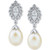 Cultured Freshwater Pearl (7-7.5mm) & Marquise Cubic Zirconia  Drop Earrings in Sterling Silver