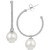 Cultured Freshwater Pearl (8mm) Dangle Hoop Earrings in Sterling Silver