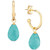 Genuine Sleeping Beauty Turquoise Hoop Earrings in 14k Yellow Gold