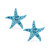 Light Aqua Pave Crystal Starfish Stud Earrings set in Sterling Silver