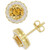 Citrine (1-1/2 ct. t.w.) & Diamond (1/10 ct. t.w.) Halo Stud Earrings in 18k Gold-Plated Sterling Silver