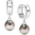 Cultured Tahitian Pearl (9mm) Dangle Huggie Hoop Earrings in Sterling Silver