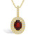 Garnet (1-1/2 Ct. T.W.) and Diamond (1/2 Ct. T.W.) Halo Pendant Necklace in 14K Yellow Gold