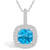 Blue Topaz (2-3/4 Ct. T.W.) and Diamond (1/2 Ct. T.W.) Halo Pendant Necklace in 14K White Gold