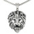 Black Agate Lion Head 24" Pendant Necklace in Stainless Steel