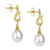 Cultured Freshwater Pearl (8-1/2mm) Dangle Drop Earrings in 14k Gold