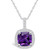 Amethyst (2 Ct. T.W.) and Diamond (1/4 Ct. T.W.) Halo Pendant Necklace in 14K White Gold