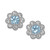 Aquamarine (3/8 ct. t.w.) & White Topaz (3/8 ct. t.w.) Flower Stud Earrings in Sterling Silver