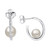 Cultured Freshwater Pearl (6mm) & White Zircon (1/4 ct. t.w.) Hoop Earrings in Sterling Silver