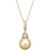 Golden South Sea Pearl (12mm) and Diamond (1/3 ct. t.w.) Pendant Necklace in 14k Gold