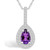 Amethyst (7/8 Ct. T.W.) and Diamond (3/8 Ct. T.W.) Halo Pendant Necklace in 14K White Gold