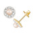 Children's Pink Cultured Freshwater Pearl (2-3/4mm) & Crystal Halo Stud Earrings in 14k Gold