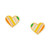 Children's Striped Enamel Heart Stud Earrings in 14k Gold