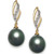 Tahitian Pearl (9 mm) with Diamond (1/10 ct. t.w.) Drop Earrings in 14k Gold