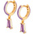 Purple Cubic Zirconia & Purple Enamel Dangle Hoop Earrings in 18k Gold-Plated Sterling Silver, Created for Macy's