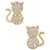 Cubic Zirconia Kitty Cat Stud Earrings in 10k Gold