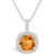 Citrine (2 Ct. T.W.) and Diamond (1/4 Ct. T.W.) Halo Pendant Necklace in 14K White Gold
