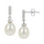 Cultured Freshwater Pearl (7 - 8mm) Twist Drop Earrings in Sterling Silver