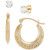 2-Pc. Set Cubic Zirconia Stud & Textured Greek Key Hoop Earrings in 10k Gold