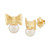 Children's Cultured Freshwater Pearl (3-3/4mm) Bow Stud Earrings in 14k Gold