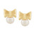 Children's Cultured Freshwater Pearl (3-3/4mm) Bow Stud Earrings in 14k Gold