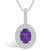 Amethyst (1-1/5 Ct. T.W.) and Diamond (1/2 Ct. T.W.) Halo Pendant Necklace in 14K White Gold