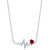 Lab-Created Ruby (1/20 ct.t.w.) & Diamond Accent Heartbeat Pendant Necklace in Sterling Silver, 16" + 2" extender