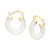 White Mother of Pearl Tube Hoop Earrings in 18k Gold over Sterling Silver