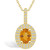 Citrine (1-1/5 Ct. T.W.) and Diamond (1/2 Ct. T.W.) Halo Pendant Necklace in 14K Yellow Gold