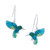 Multi Pave Crystal Hummingbird Wire Drop Earrings set in Sterling Silver