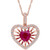 Ruby (1 ct. t.w.) & Diamond (1/4 ct. t.w.) Heart Spoke 17" Pendant Necklace in 14k Rose Gold