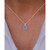 Created Opal Inlay and Cubic Zirconia Necklace in Sterling Silver