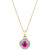 Ruby (1/2 ct. t.w.) & Diamond (1/10 ct. t.w.) Halo 18" Pendant Necklace in 10k Gold