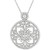 Cubic Zirconia Antique-Look Medallion 18" Pendant Necklace in Sterling Silver