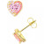 Pink and White Cubic Zirconia Heart Stud Earrings in Sterling Silver or 14k Gold over Sterling Silver