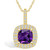 Amethyst (2 Ct. T.W.) and Diamond (1/2 Ct. T.W.) Halo Pendant Necklace in 14K Yellow Gold