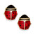 Red Enamel Ladybug Stud Earrings in 10k Gold