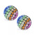 Crystal Pave Stud Earrings in Sterling Silver. Available in Clear, Blue, Gray, Red or Multi