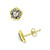 Cubic Zirconia with Black Rhodium Flower Stud Earrings, 18K Gold over Silver