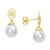 Cultured South Sea Oval Pearl (8-9mm) & White Topaz Accent Drop Earrings in Gold-Tone Sterling Silver