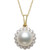 Cultured Freshwater Pearl (7mm) & Diamond (1/8 ct. t.w.) Halo 18" Pendant Necklace in 14k Gold. Created for Macy's