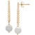 Cultured Freshwater Pearl (9 x 10mm) Linear Drop Earrings in 14k Gold-Plated Sterling Silver
