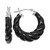 Black Agate Twist Small Hoop Earrings in Sterling Silver
