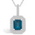 London Blue Topaz (2 Ct. T.W.) and Diamond (1/2 Ct. T.W.) Halo Pendant Necklace in 14K White Gold