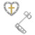 Diamond Heart & Cross Stud Earrings (1/10 ct. t.w.) in Sterling Silver & 14k Gold-Plate