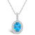 Blue Topaz (1-5/8 Ct. T.W.) and Diamond (1/4 Ct. T.W.) Halo Pendant Necklace in 14K White Gold