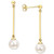 Cultured Freshwater Pearl (7mm) Linear Drop Earrings in 10k Gold