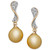 14k Gold Earrings, Cultured Golden South Sea Pearl (10mm) and Diamond (1/4 ct. t.w.) Wave Earrings